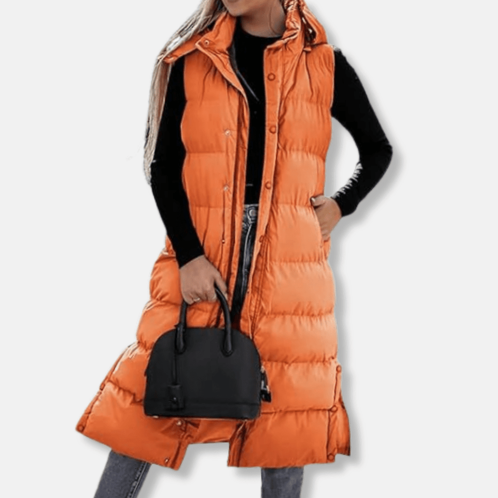 Longline Puffer Vest For Women Warm Winter Layering Outerwear - Nalani - UK Fashion Clothing and Decor