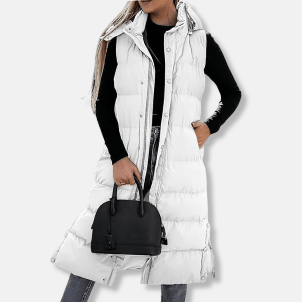 Longline Puffer Vest For Women Warm Winter Layering Outerwear - Nalani - UK Fashion Clothing and Decor