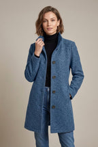 Luna | Women's Long Sleeve Notch Collar Button-Front Mid-Length Wool Blend Coat - Nalani - Fashion Clothing and Decor