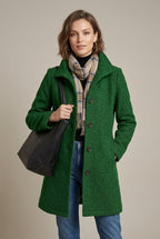 Luna | Women's Long Sleeve Notch Collar Button-Front Mid-Length Wool Blend Coat - Nalani - Fashion Clothing and Decor