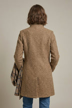 Luna | Women's Long Sleeve Notch Collar Button-Front Mid-Length Wool Blend Coat - Nalani - Fashion Clothing and Decor