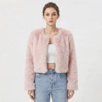 Luxe Faux Fur Jacket for Women – Fluffy Faux Fur Coat, Cropped Winter Jacket, 7 Colours, S–2XL – Camille Laurent - Nalani - Fashion Clothing and Decor