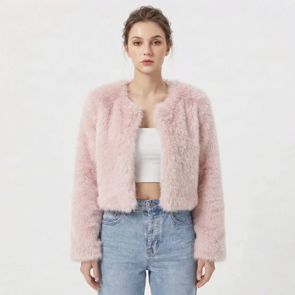 Luxe Faux Fur Jacket for Women – Fluffy Faux Fur Coat, Cropped Winter Jacket, 7 Colours, S–2XL – Camille Laurent - Nalani - Fashion Clothing and Decor