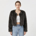 Luxe Faux Fur Jacket for Women – Fluffy Faux Fur Coat, Cropped Winter Jacket, 7 Colours, S–2XL – Camille Laurent - Nalani - Fashion Clothing and Decor