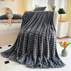 Luxury Bubble Texture Fleece Blanket – Soft Coral Fleece Throw Blanket for Couch & Bed, Plaid Faux Fur Pattern – BubbleNest - Nalani - Fashion Clothing and Decor