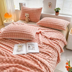 Luxury Bubble Texture Fleece Blanket – Soft Coral Fleece Throw Blanket for Couch & Bed, Plaid Faux Fur Pattern – BubbleNest - Nalani - Fashion Clothing and Decor