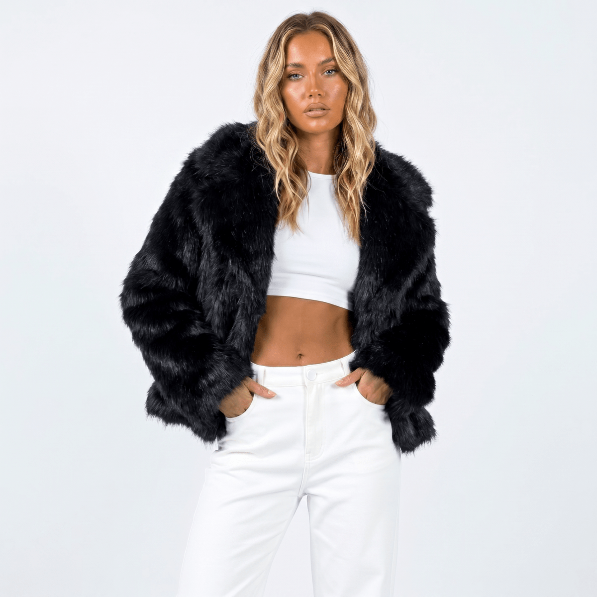 Luxury Faux Fur Jacket for Women – Fluffy Faux Fur Coat for Winter & Evenings, 8 Colours, XS–2XL – Sienna Moreau - Nalani - Fashion Clothing and Decor