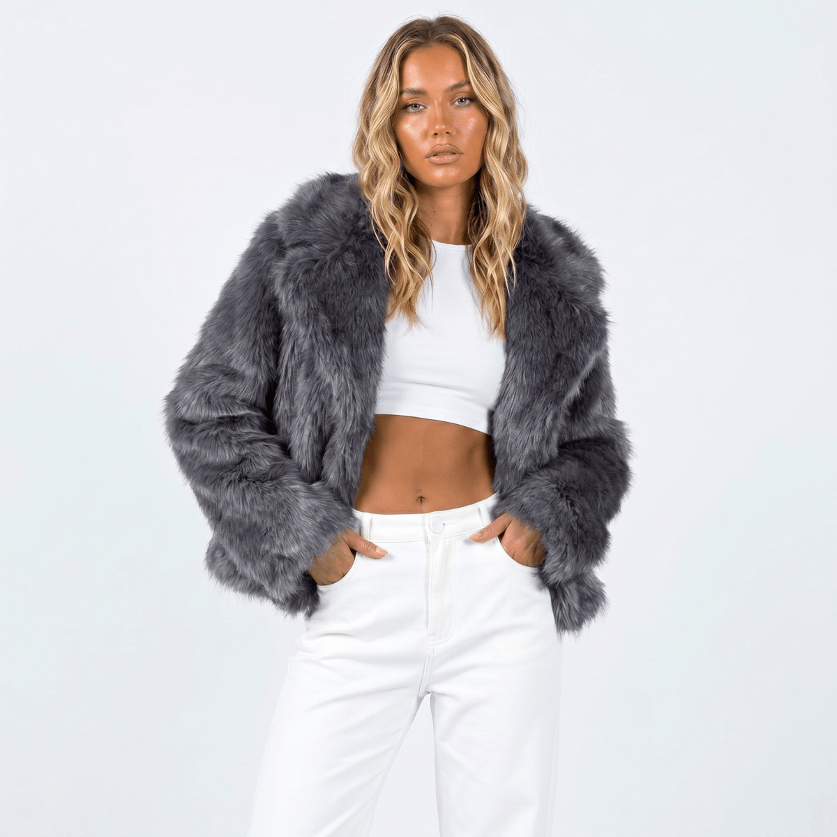 Luxury Faux Fur Jacket for Women – Fluffy Faux Fur Coat for Winter & Evenings, 8 Colours, XS–2XL – Sienna Moreau - Nalani - Fashion Clothing and Decor
