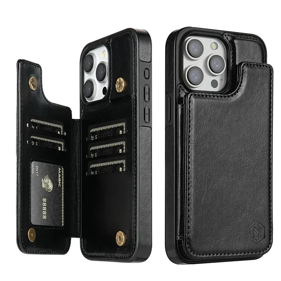 Luxury Leather Phone Case With Card Slots Magnetic Closure - Nalani - UK Fashion Clothing and Decor