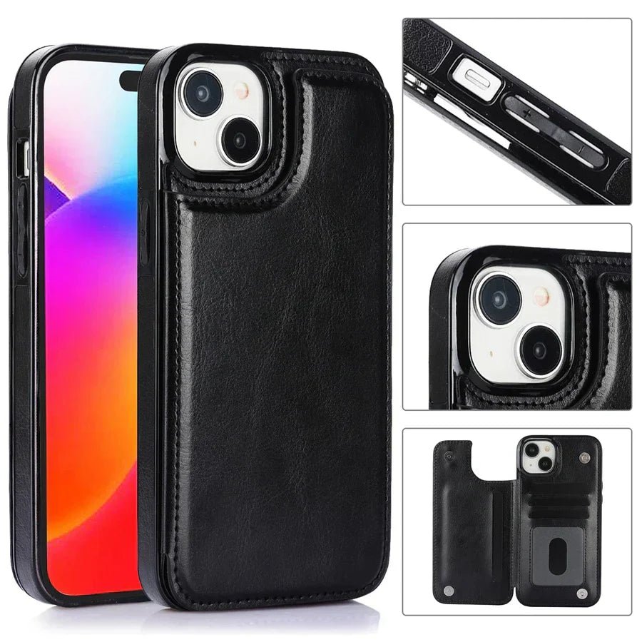 Luxury Leather Phone Case With Card Slots Magnetic Closure - Nalani - UK Fashion Clothing and Decor