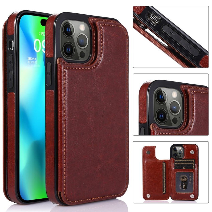 Luxury Leather Phone Case With Card Slots Magnetic Closure - Nalani - UK Fashion Clothing and Decor