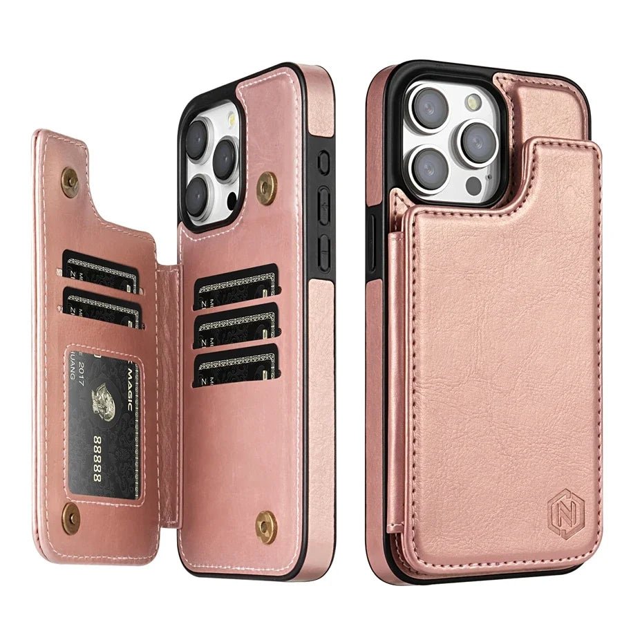 Luxury Leather Phone Case With Card Slots Magnetic Closure - Nalani - UK Fashion Clothing and Decor