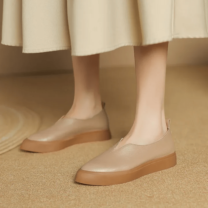 Maeva Leather Loafers With Clean Lines And Soft Platform Sole - Nalani - Fashion Clothing and Decor