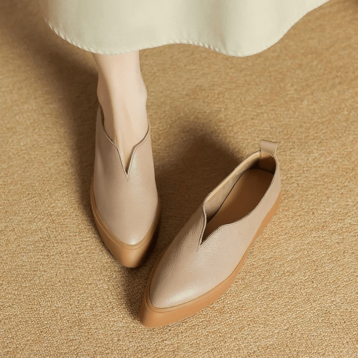Maeva Leather Loafers With Clean Lines And Soft Platform Sole - Nalani - Fashion Clothing and Decor