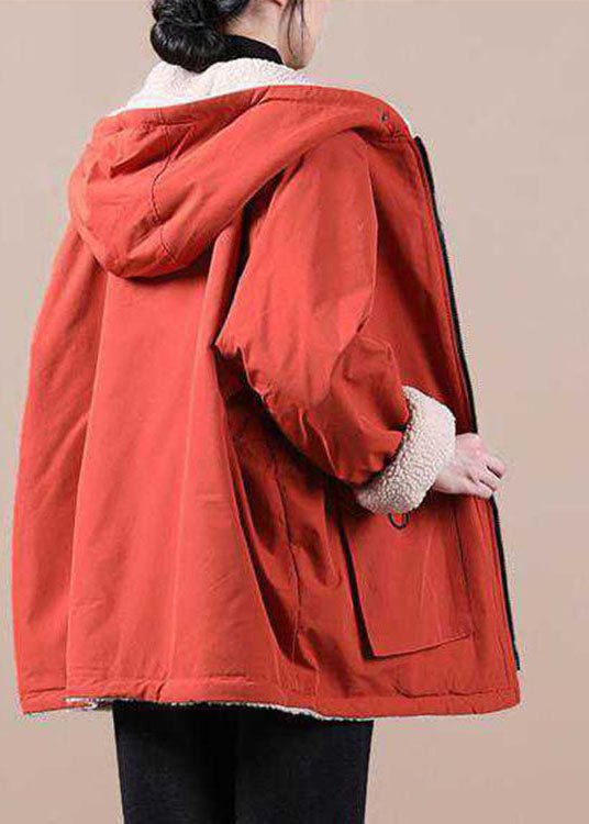 Malvioni | Orange Winter Parka With Hood And Zippered Pockets - Nalani - UK Fashion Clothing and Decor