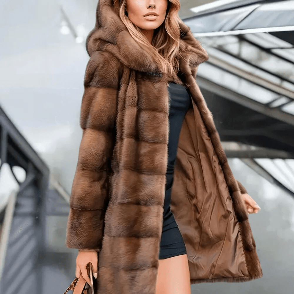 Malvioni | Women’s Trench Coat – Faux Fur – Relaxed Fit – Hooded – Mid - Thigh Length - Nalani - UK Fashion Clothing and Decor