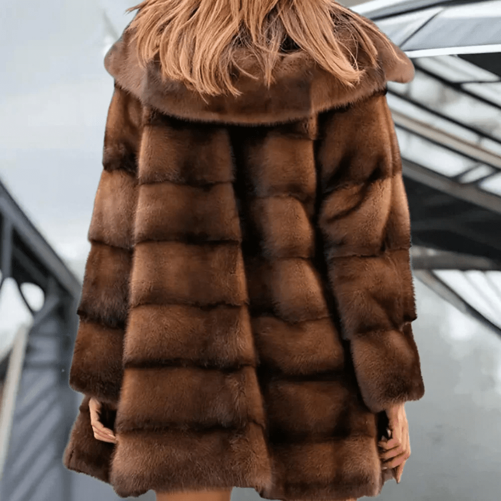 Malvioni | Women’s Trench Coat – Faux Fur – Relaxed Fit – Hooded – Mid - Thigh Length - Nalani - UK Fashion Clothing and Decor