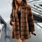 Malvioni | Women’s Trench Coat – Faux Fur – Relaxed Fit – Hooded – Mid - Thigh Length - Nalani - UK Fashion Clothing and Decor