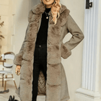 Malvioni | Women’s Trench Coat – Wool Blend – Relaxed Fit – Faux Fur Trim - Nalani - UK Fashion Clothing and Decor