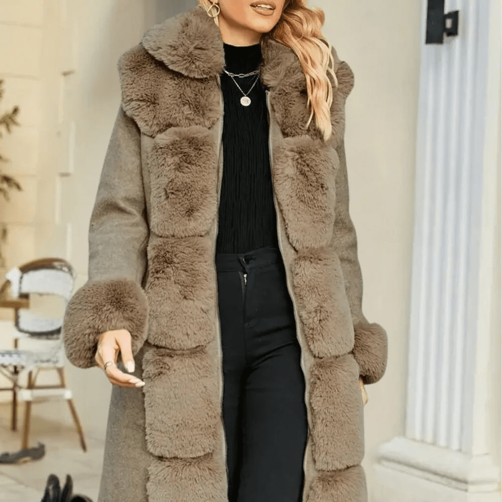 Malvioni | Women’s Trench Coat – Wool Blend – Relaxed Fit – Faux Fur Trim - Nalani - UK Fashion Clothing and Decor