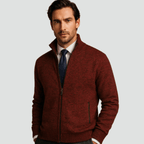 Mane | Men's Knitted Zip Cardigan with Stand Collar - Full-Zip Ribbed Knit Casual Jacket & Warm Fall Winter Layering Sweater - Nalani - Fashion Clothing and Decor