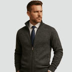 Mane | Men's Knitted Zip Cardigan with Stand Collar - Full-Zip Ribbed Knit Casual Jacket & Warm Fall Winter Layering Sweater - Nalani - Fashion Clothing and Decor