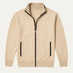 Mane | Men's Knitted Zip Cardigan with Stand Collar - Full-Zip Ribbed Knit Casual Jacket & Warm Fall Winter Layering Sweater - Nalani - Fashion Clothing and Decor