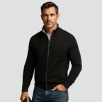 Mane | Men's Knitted Zip Cardigan with Stand Collar - Full-Zip Ribbed Knit Casual Jacket & Warm Fall Winter Layering Sweater - Nalani - Fashion Clothing and Decor
