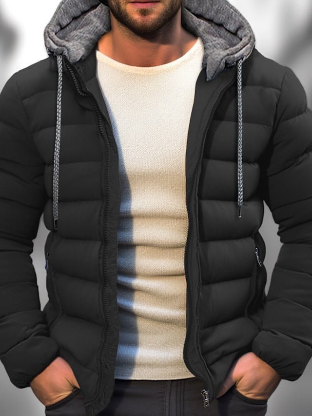Marbo | Mens Lightweight Winter Coat With Zipper Hood Drawstring - Nalani - UK Fashion Clothing and Decor