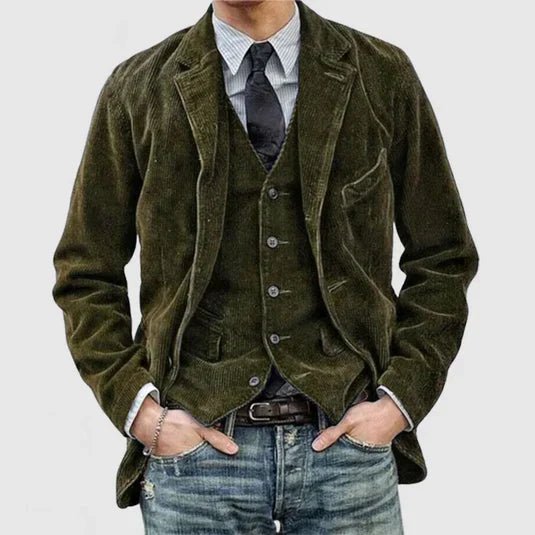 Marbo | Mens Vintage Cuffed Velvet Jacket For Classic Style - Nalani - UK Fashion Clothing and Decor