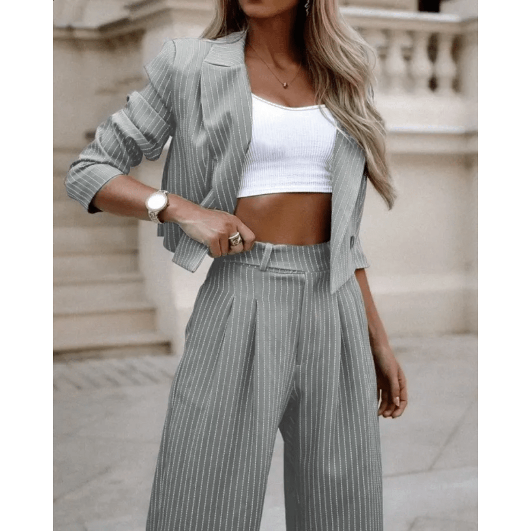 Mareva | Casual two - piece suit for women | Blazer and wide - leg trousers - Nalani - Fashion Clothing and Decor