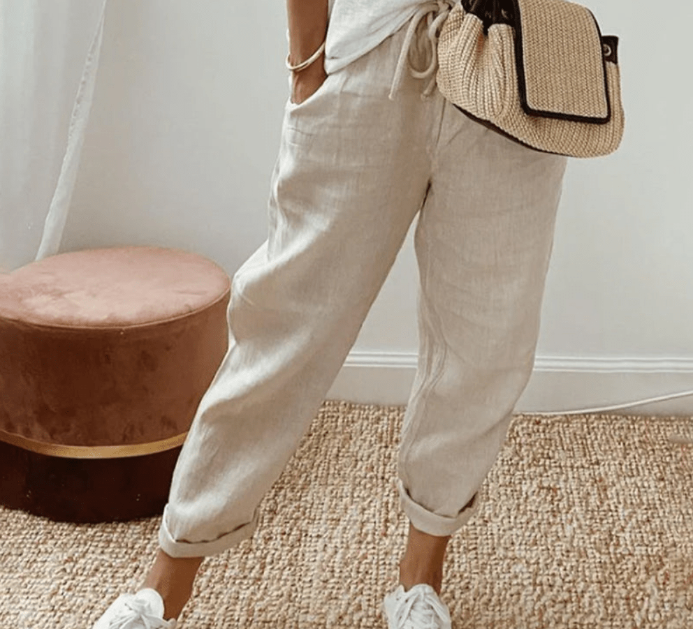Mareva | Casual women's trousers with drawstring | Straight leg & cropped - Nalani - Fashion Clothing and Decor