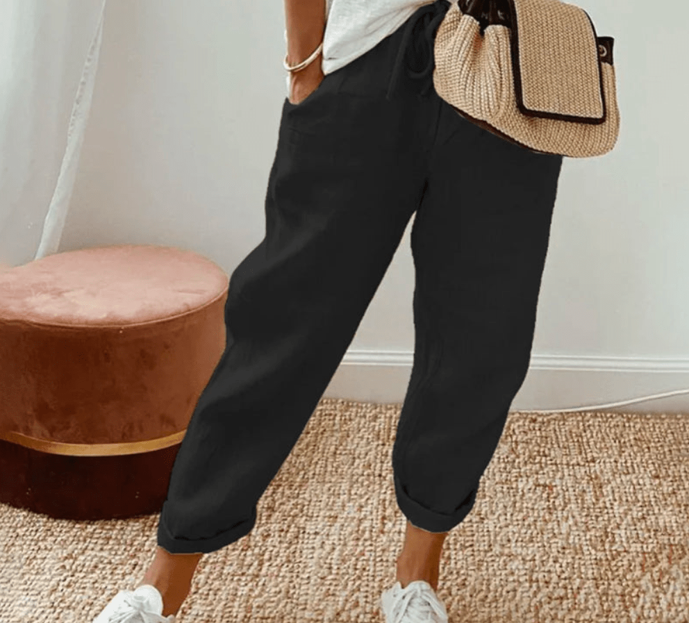 Mareva | Casual women's trousers with drawstring | Straight leg & cropped - Nalani - Fashion Clothing and Decor