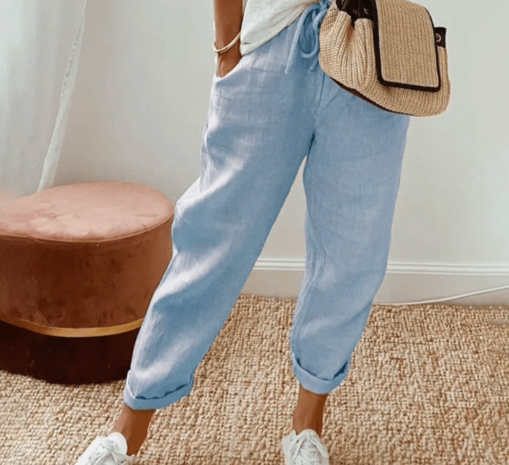 Mareva | Casual women's trousers with drawstring | Straight leg & cropped - Nalani - Fashion Clothing and Decor