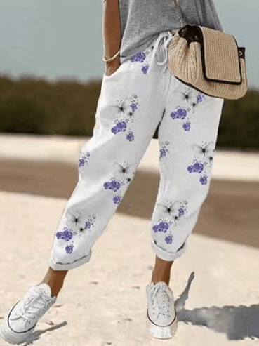 Mareva | Casual women's trousers with drawstring | Straight leg & cropped - Nalani - Fashion Clothing and Decor