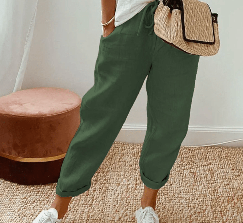 Mareva | Casual women's trousers with drawstring | Straight leg & cropped - Nalani - Fashion Clothing and Decor