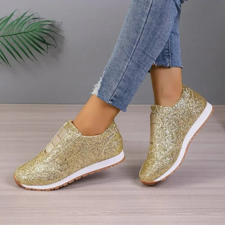 Mareva | Women's Glitter Slip - On Sneakers | Low - Cut and Casual - Nalani - Fashion Clothing and Decor