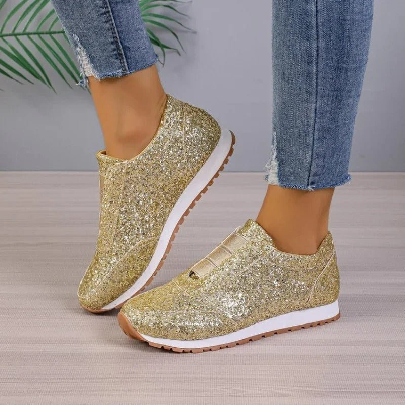Mareva | Women's Glitter Slip - On Sneakers | Low - Cut and Casual - Nalani - Fashion Clothing and Decor