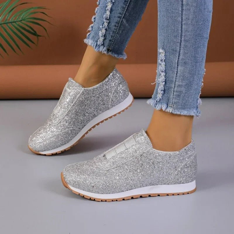 Mareva | Women's Glitter Slip - On Sneakers | Low - Cut and Casual - Nalani - Fashion Clothing and Decor