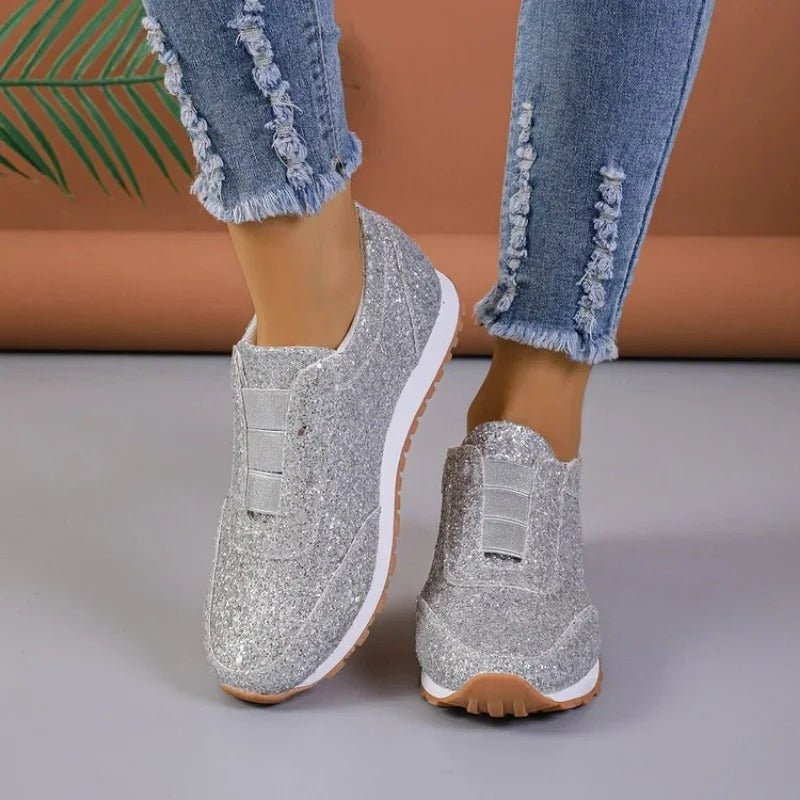 Mareva | Women's Glitter Slip - On Sneakers | Low - Cut and Casual - Nalani - Fashion Clothing and Decor