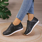 Mareva | Women's Glitter Slip - On Sneakers | Low - Cut and Casual - Nalani - Fashion Clothing and Decor