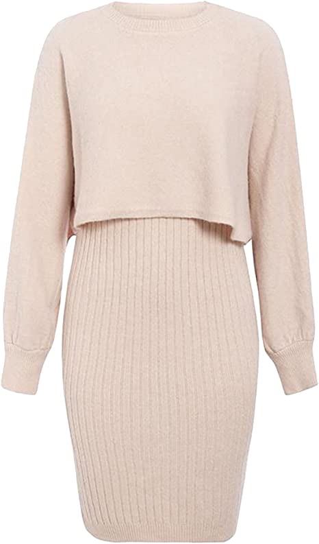 Maternity Set – Stretchy Maternity Dress & Sweater Set for Expecting Mothers, Pregnancy Outfit, One Size – Luna - Nalani - Fashion Clothing and Decor