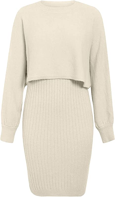 Maternity Set – Stretchy Maternity Dress & Sweater Set for Expecting Mothers, Pregnancy Outfit, One Size – Luna - Nalani - Fashion Clothing and Decor
