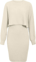 Maternity Set – Stretchy Maternity Dress & Sweater Set for Expecting Mothers, Pregnancy Outfit, One Size – Luna - Nalani - Fashion Clothing and Decor