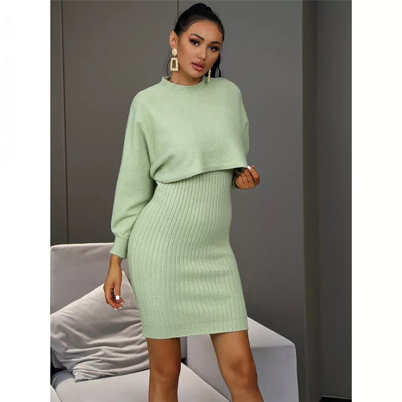 Maternity Set – Stretchy Maternity Dress & Sweater Set for Expecting Mothers, Pregnancy Outfit, One Size – Luna - Nalani - Fashion Clothing and Decor