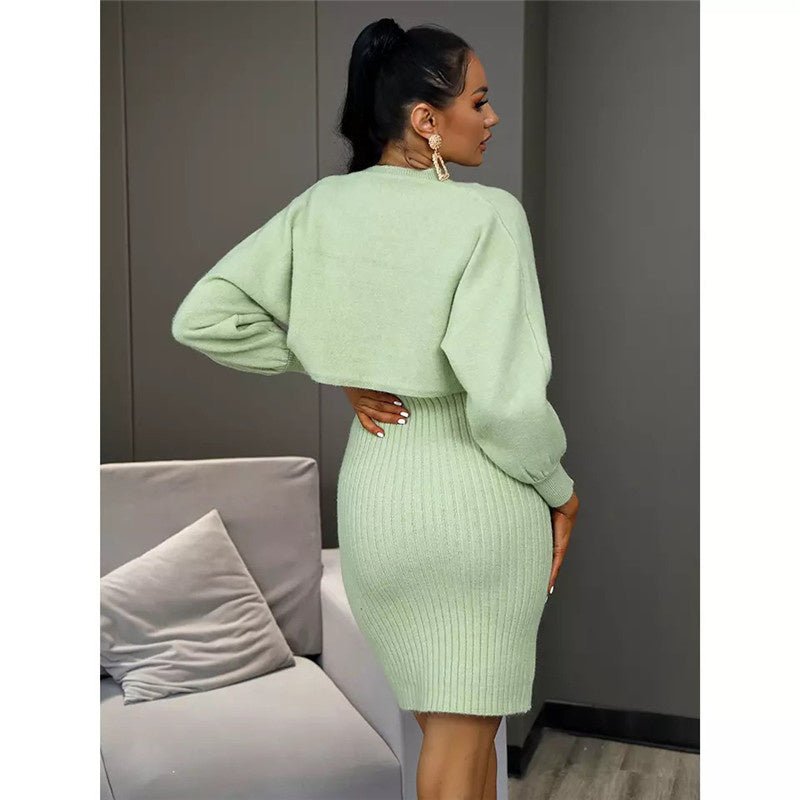 Maternity Set – Stretchy Maternity Dress & Sweater Set for Expecting Mothers, Pregnancy Outfit, One Size – Luna - Nalani - Fashion Clothing and Decor