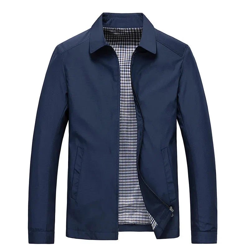 Men Lightweight Zip Up Jacket With Checked Lining Pattern - Nalani - Fashion Clothing and Decor