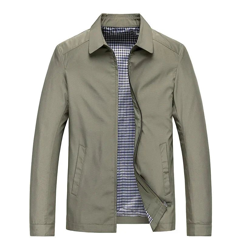 Men Lightweight Zip Up Jacket With Checked Lining Pattern - Nalani - Fashion Clothing and Decor
