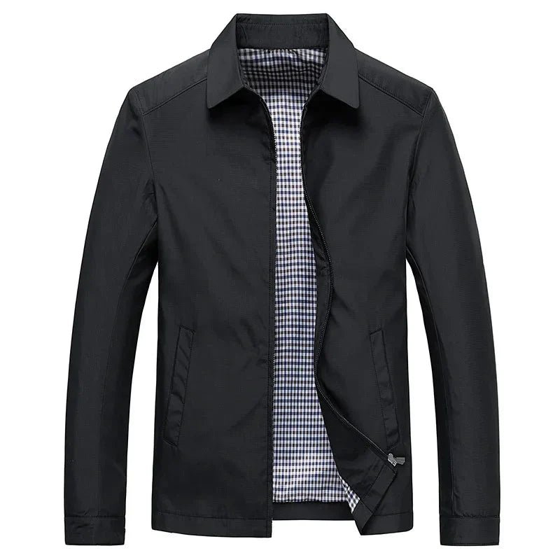 Men Lightweight Zip Up Jacket With Checked Lining Pattern - Nalani - Fashion Clothing and Decor