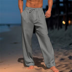 Men Relaxed Fit Trousers Drawstring Waist Pleated Front - Nalani - UK Fashion Clothing and Decor
